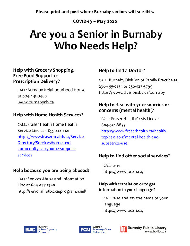 resources for burnaby seniors