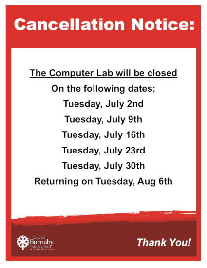 Computer Lab Closed in July